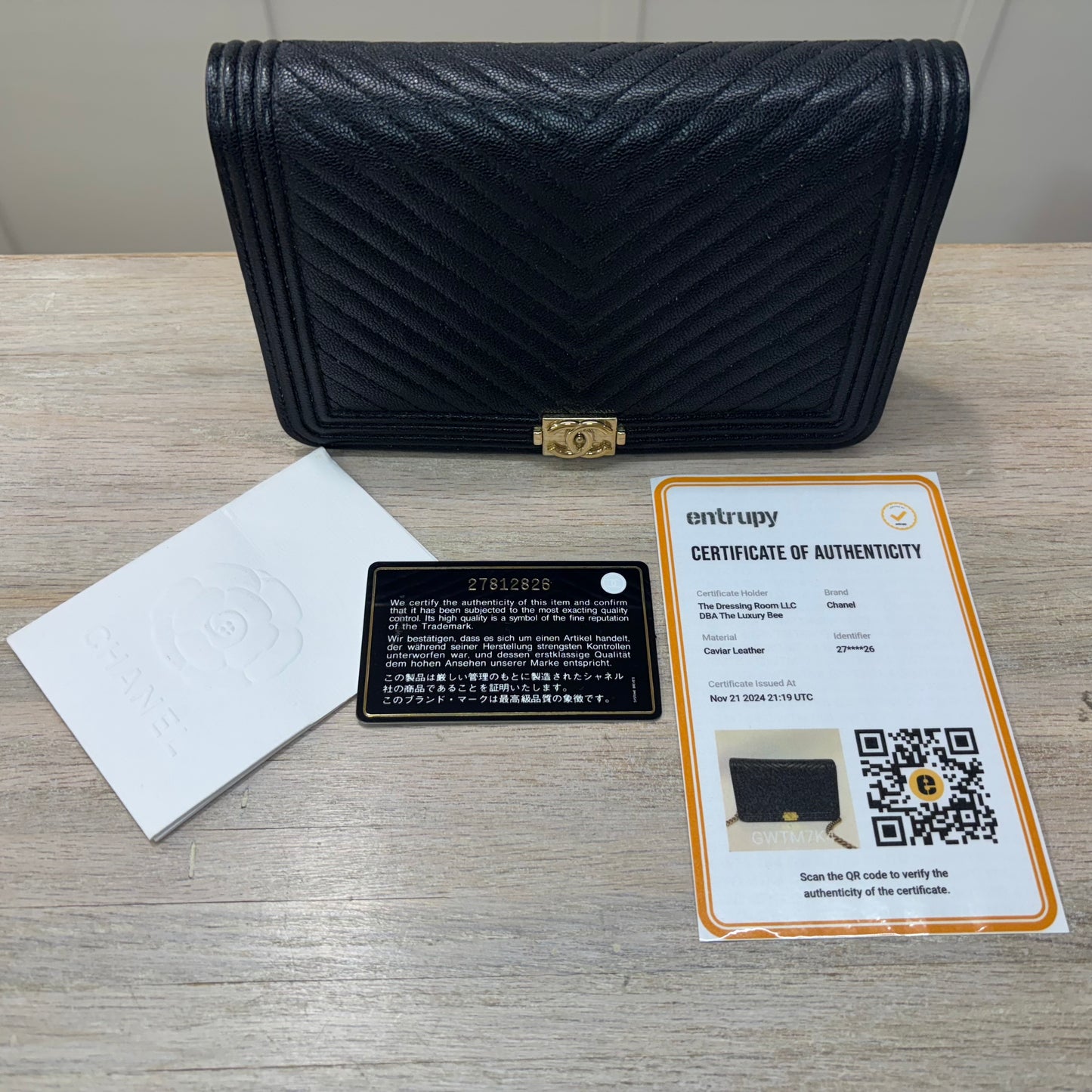CC LeBoy Chanel Chevron Caviar Black A+ Condition 3795.00