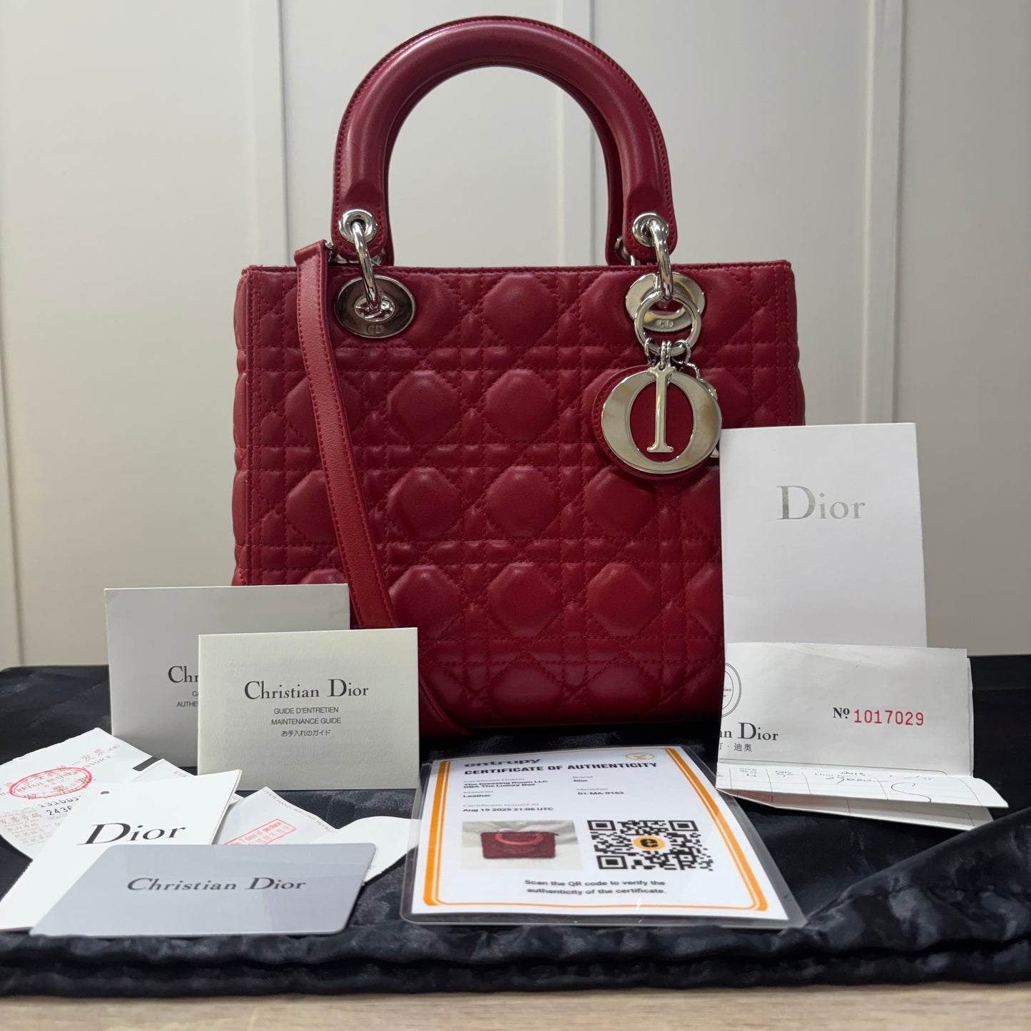 Medium Lady Dior Red Lamb Tote Bag 3200.00