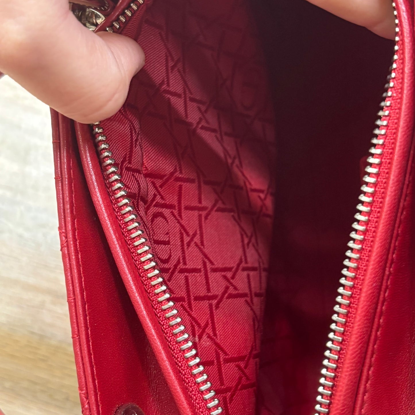 Medium Lady Dior Red Lamb Tote Bag 3200.00