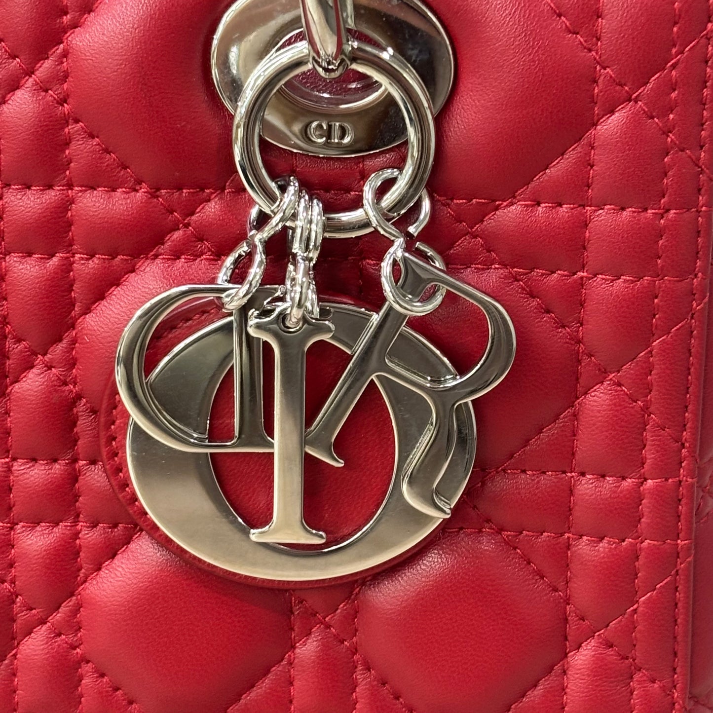 Medium Lady Dior Red Lamb Tote Bag 3200.00