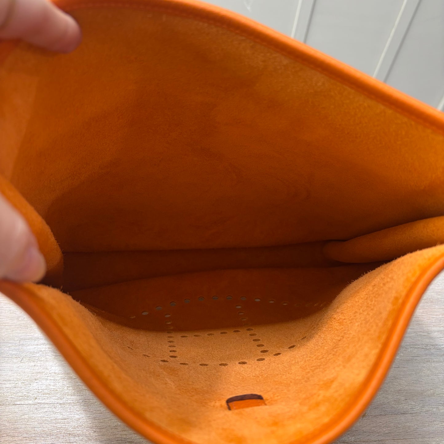 Hermes Evelyn M Orange Pebble Handbag 3900.00