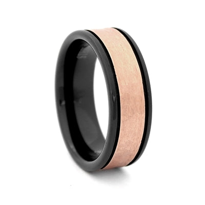 HAMMERED COPPER 8mm Black Tungsten Carbide Copper Ring 180.00
