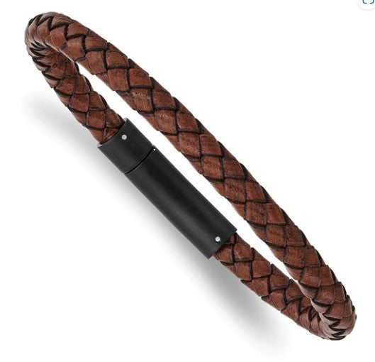 Men's Chisel Leather Bracelet Brown 90.00