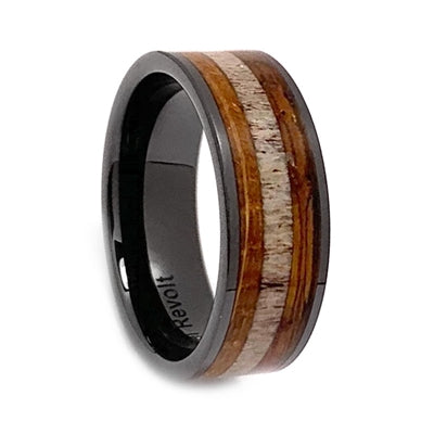 DOUBLE BARREL 8mm Black Ceramic Tennessee Whiskey Antler Ring 180.00