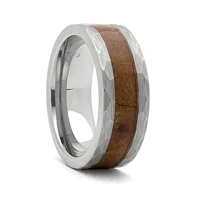 HAMMERED 8mm Tungsten Carbide Whiskey Barrel Ring 180.00