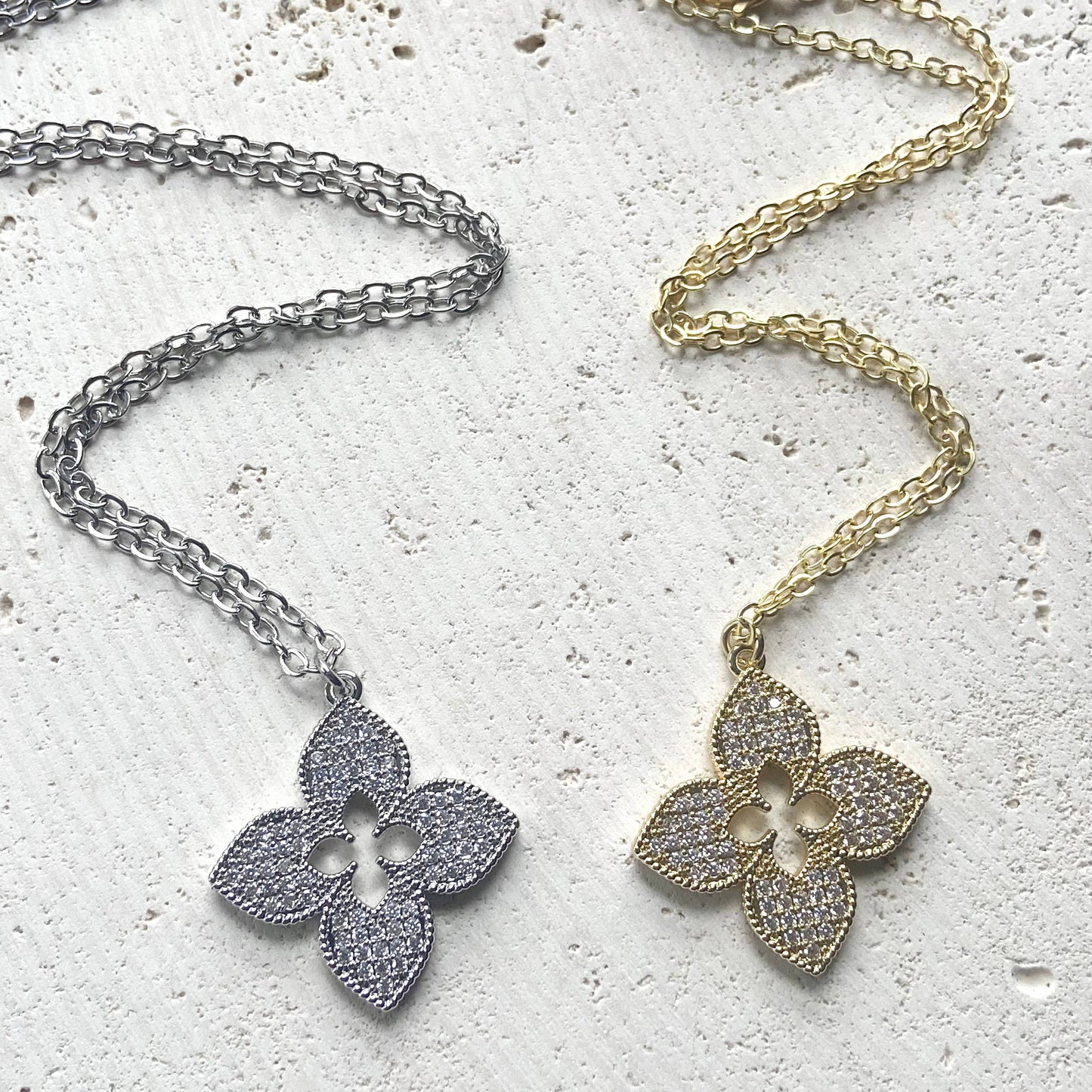 VB&CO Designs Handmade Jewelry - Quatrefoil clover designer trendy jewelry boutique style: Gold