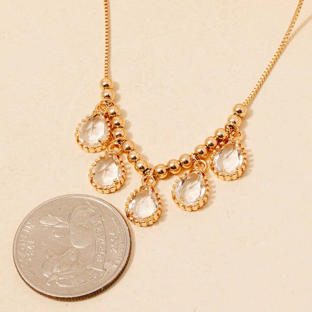 Anarchy Street - Glass Tear Charms Chain Necklace: CRYGD