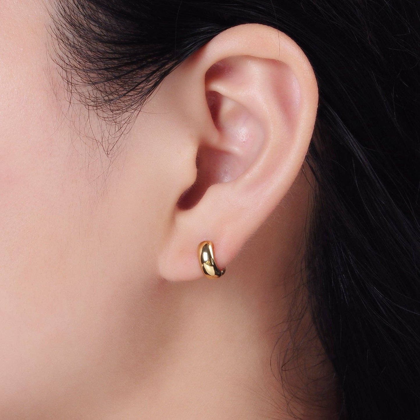 10mm Band Minimalist Cartilage Hoop Huggie Earrings 55.00