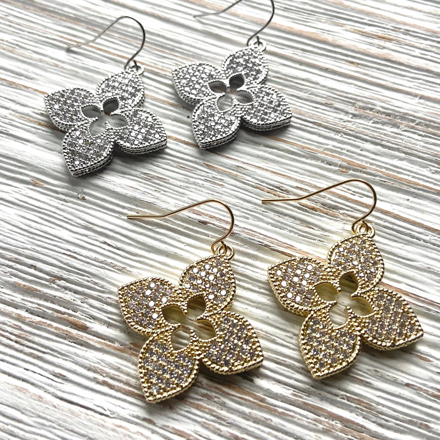 VB&CO Designs Handmade Jewelry - Quatrefoil clover designer style jewelry boutique trendy : Gold