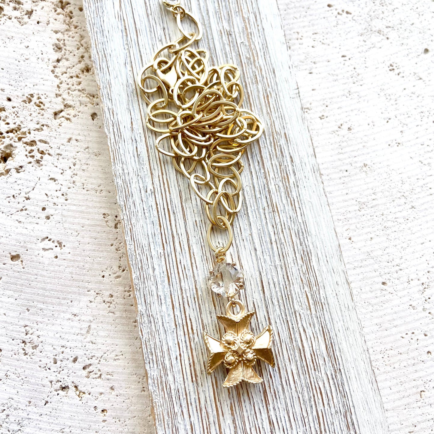 VB&CO Designs Handmade Jewelry - Maltese cross matte gold necklace