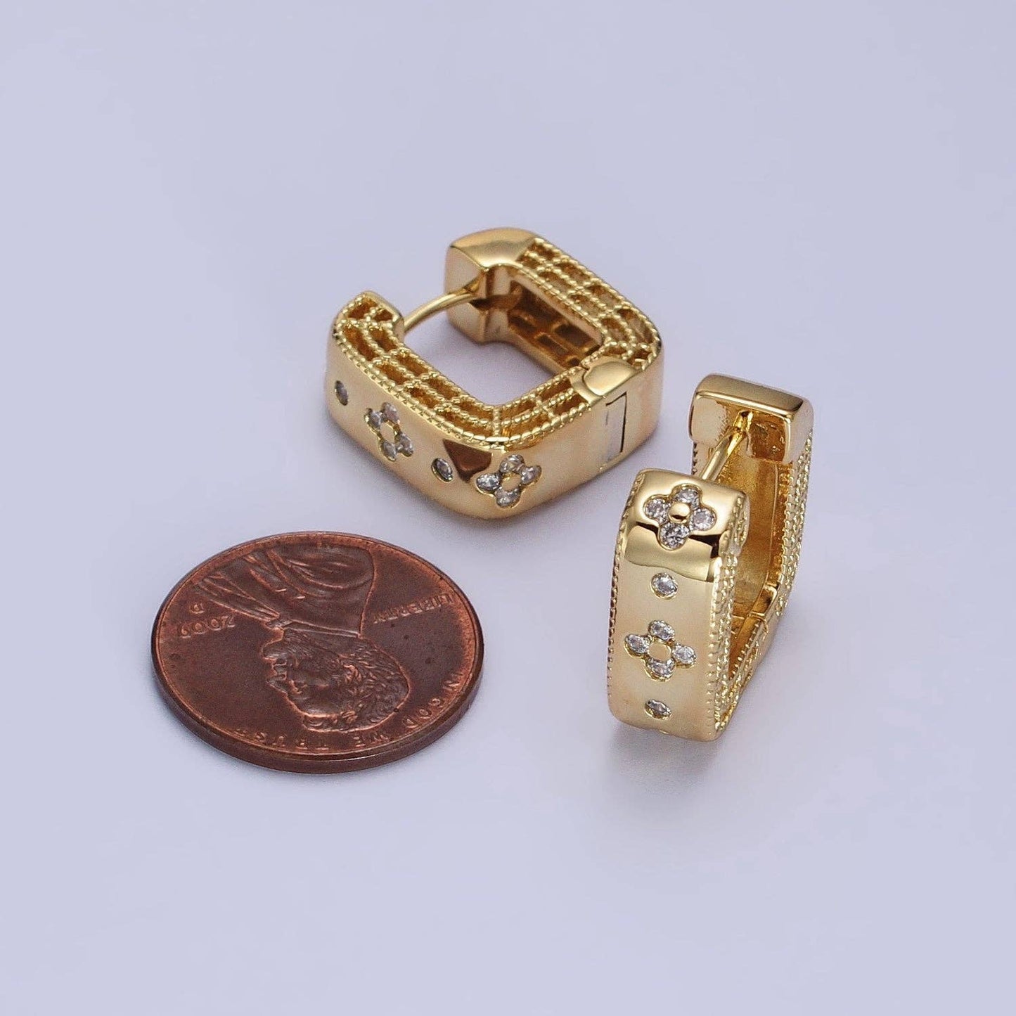 CZ Square Hoop Earrings 85.00