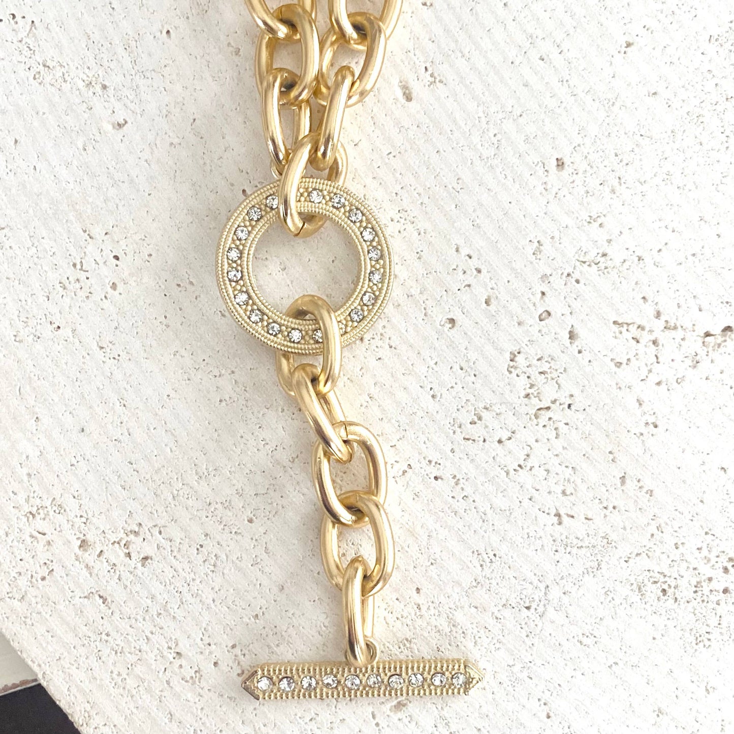 VB&CO Designs Handmade Jewelry - Chunky Y chain matte gold necklace non tarnishing jewerly