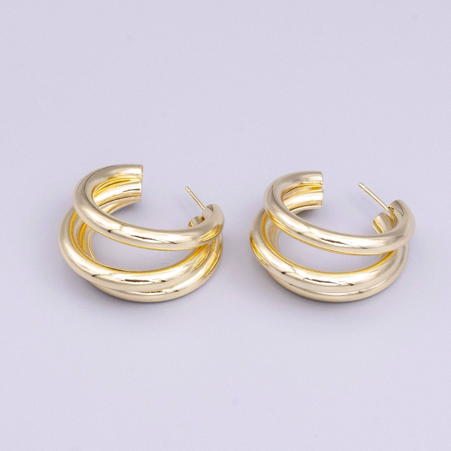 Triple Band Bar C-Shaped Hoop Earrings 75.00