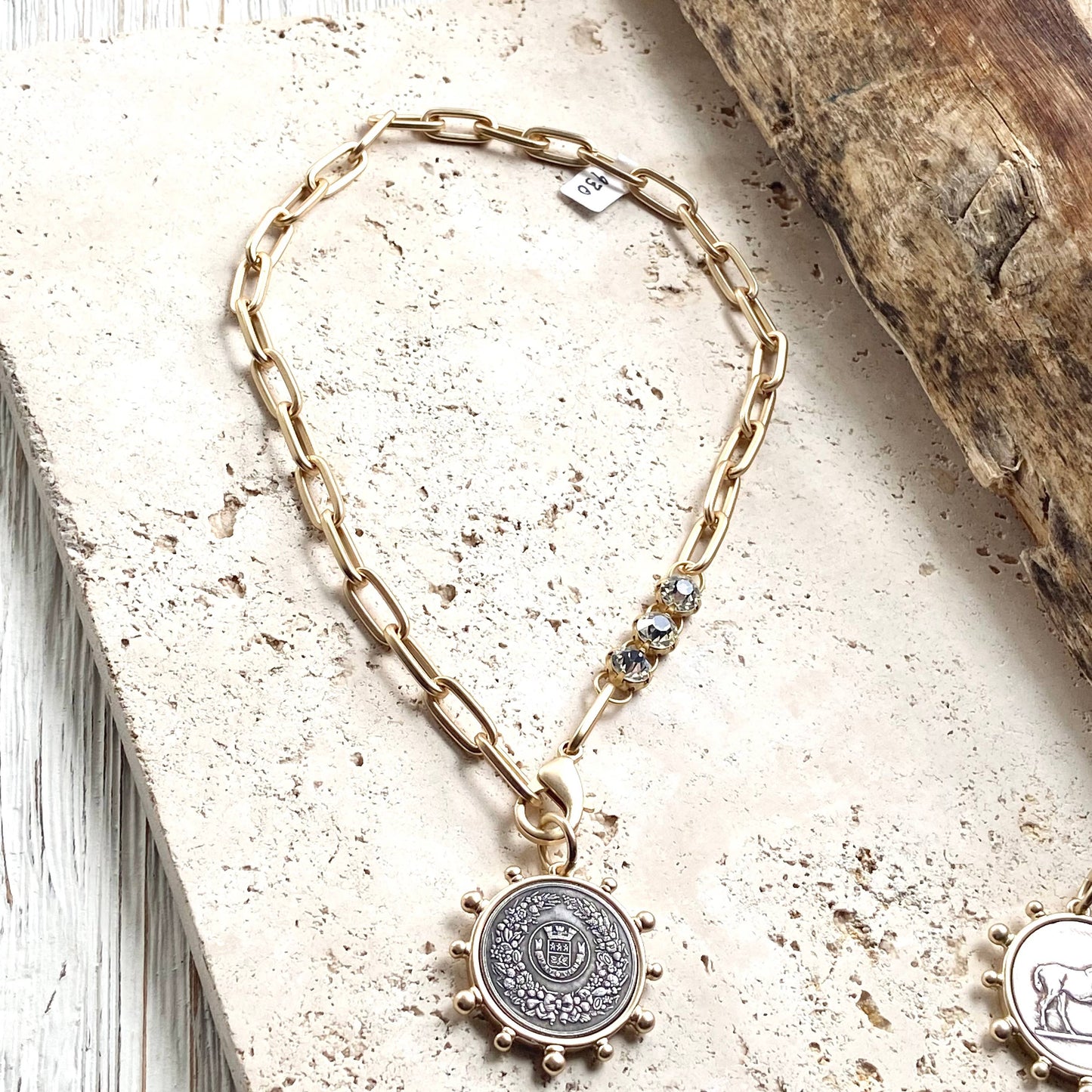 VB&CO Designs Handmade Jewelry - Horse equestrian queen French bee coin jewelry medallion: Horse / 17”