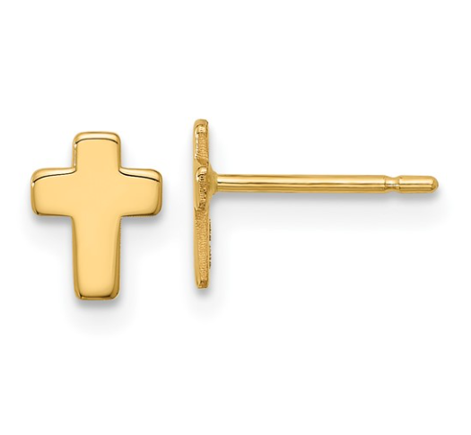Yellow Gold Cross Stud Earrings 230.00