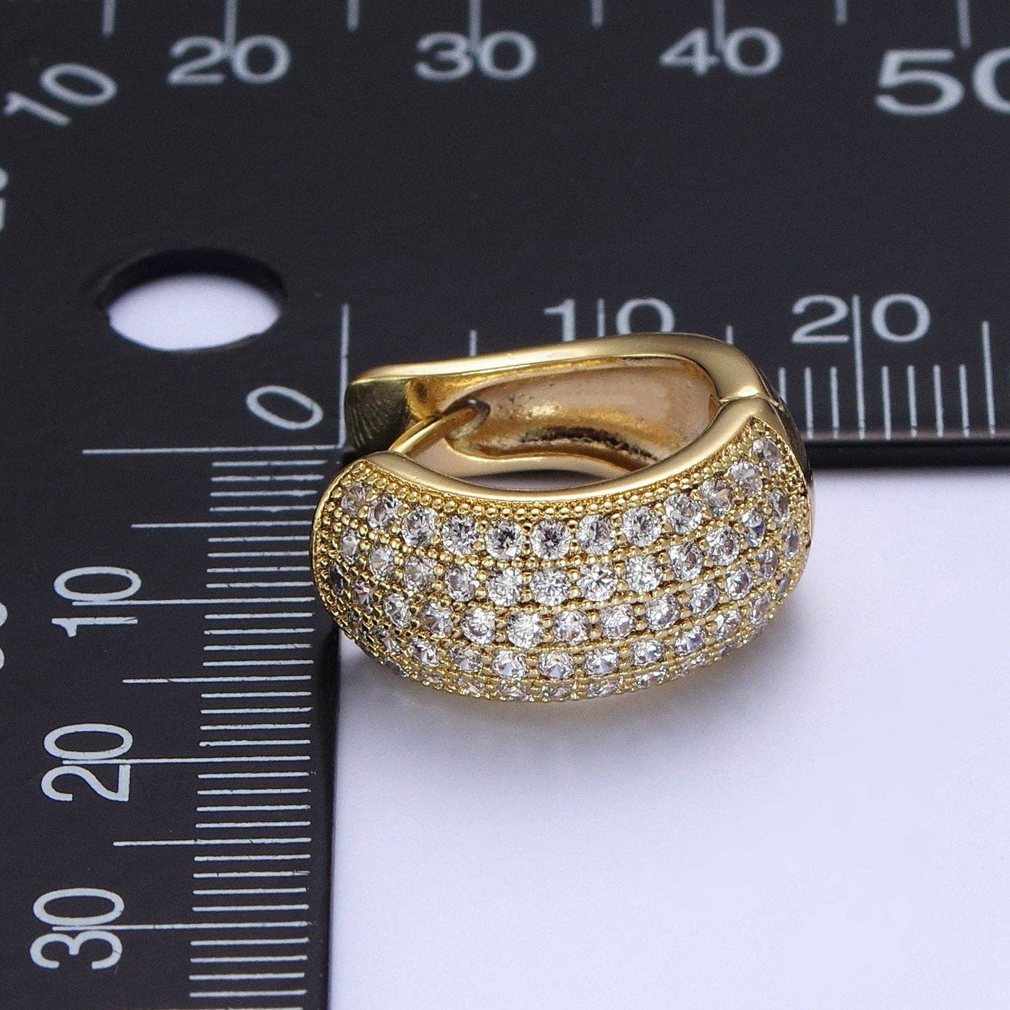 Chunky Dome Hoop CZ Pave Hoop Earrings 85.00