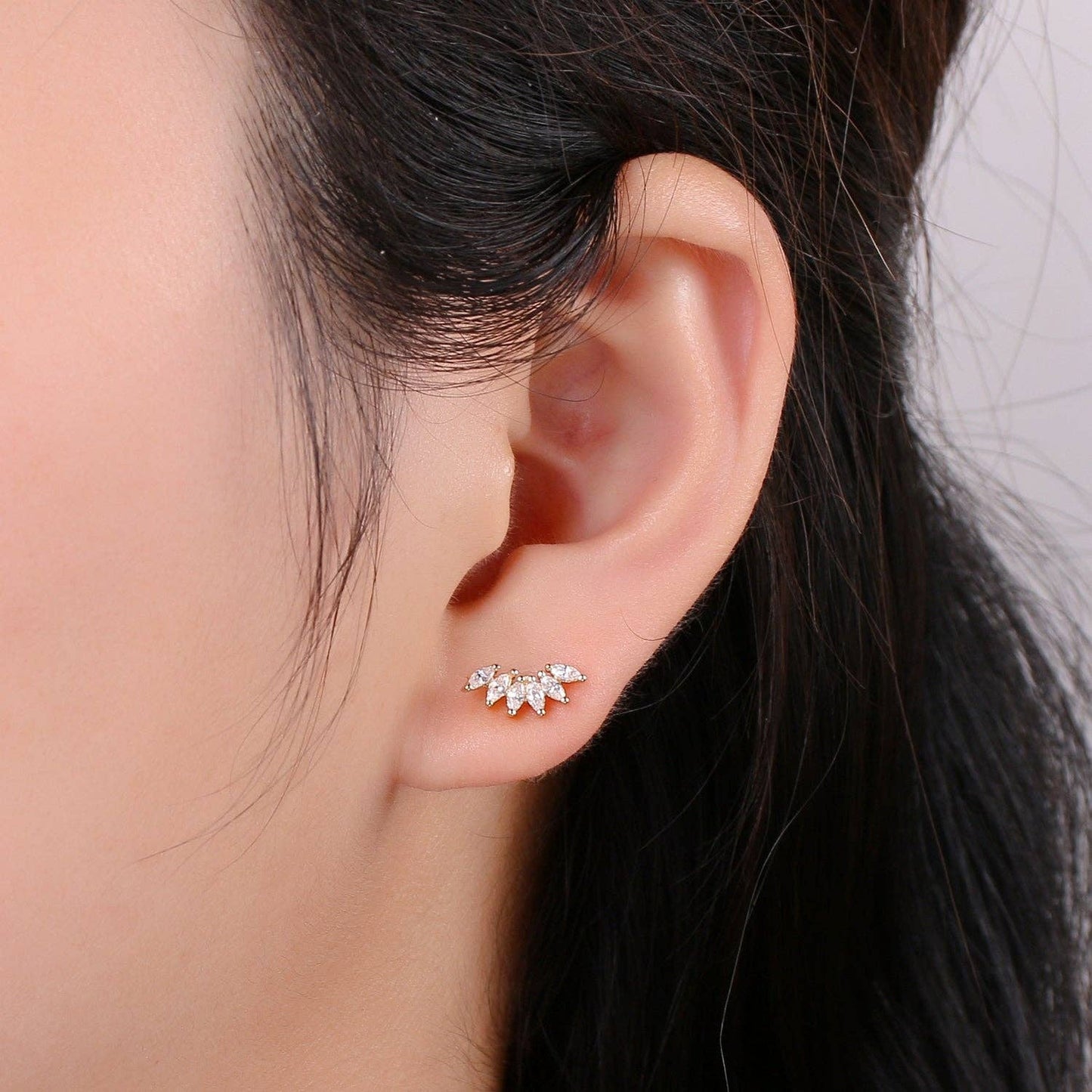 Dainty Gold Marquise Cluster Stud Earrings 35.00