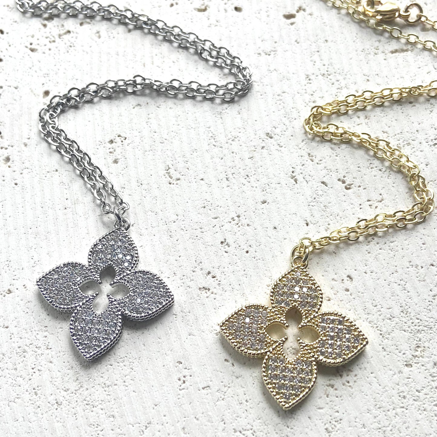 VB&CO Designs Handmade Jewelry - Quatrefoil clover designer trendy jewelry boutique style: Gold