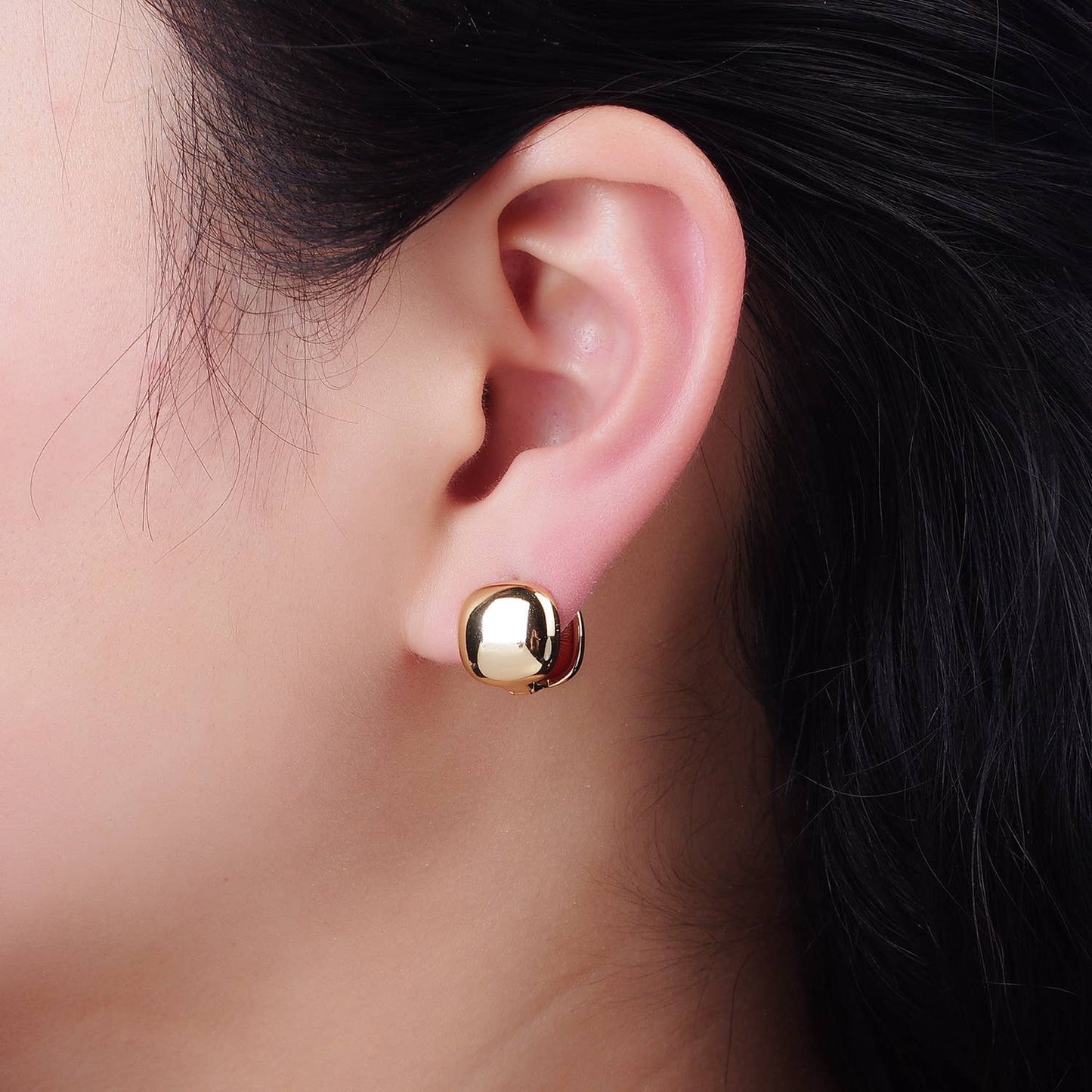 Chubby Minimalist Hoop Huggie Earrings 65.00