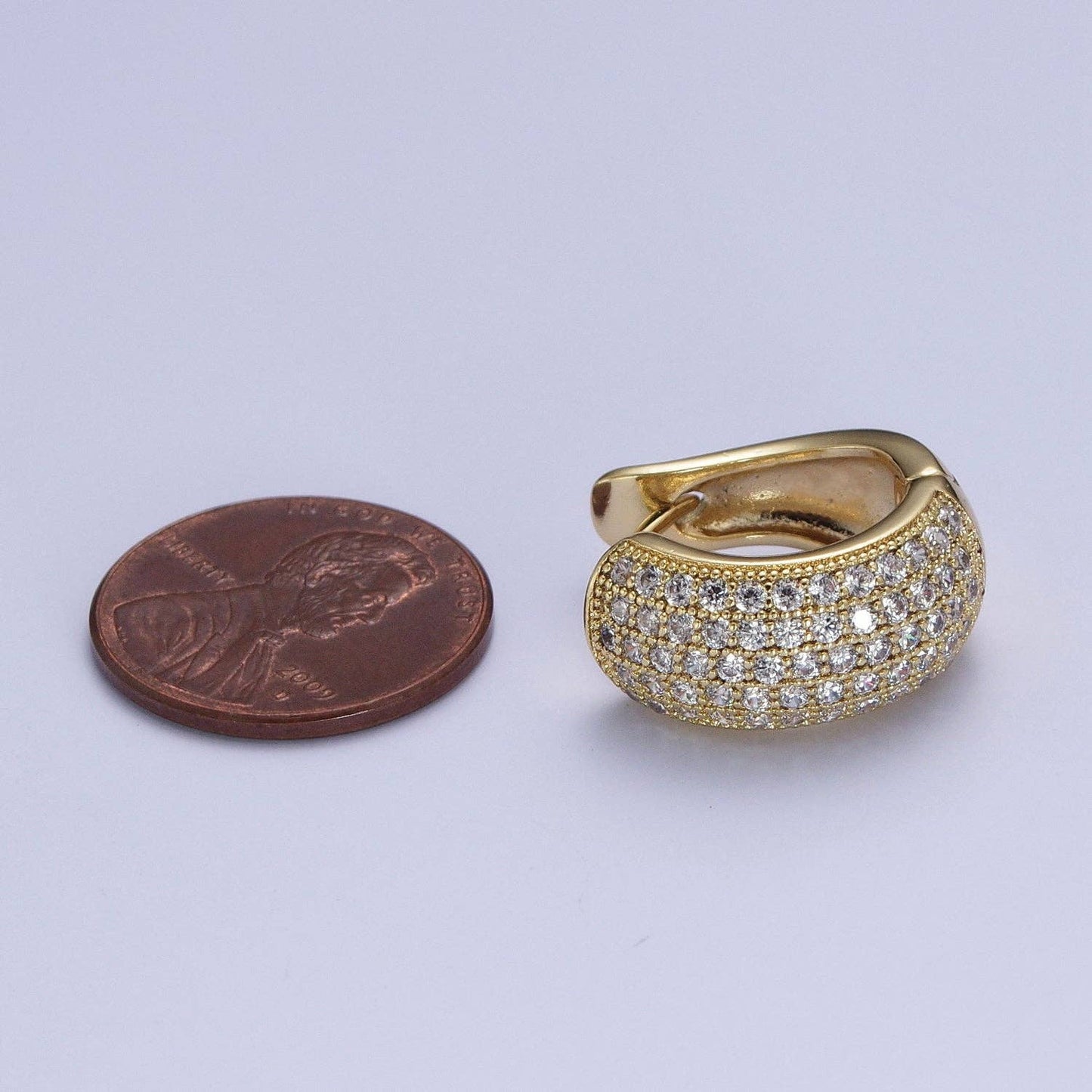 Chunky Dome Hoop CZ Pave Hoop Earrings 85.00