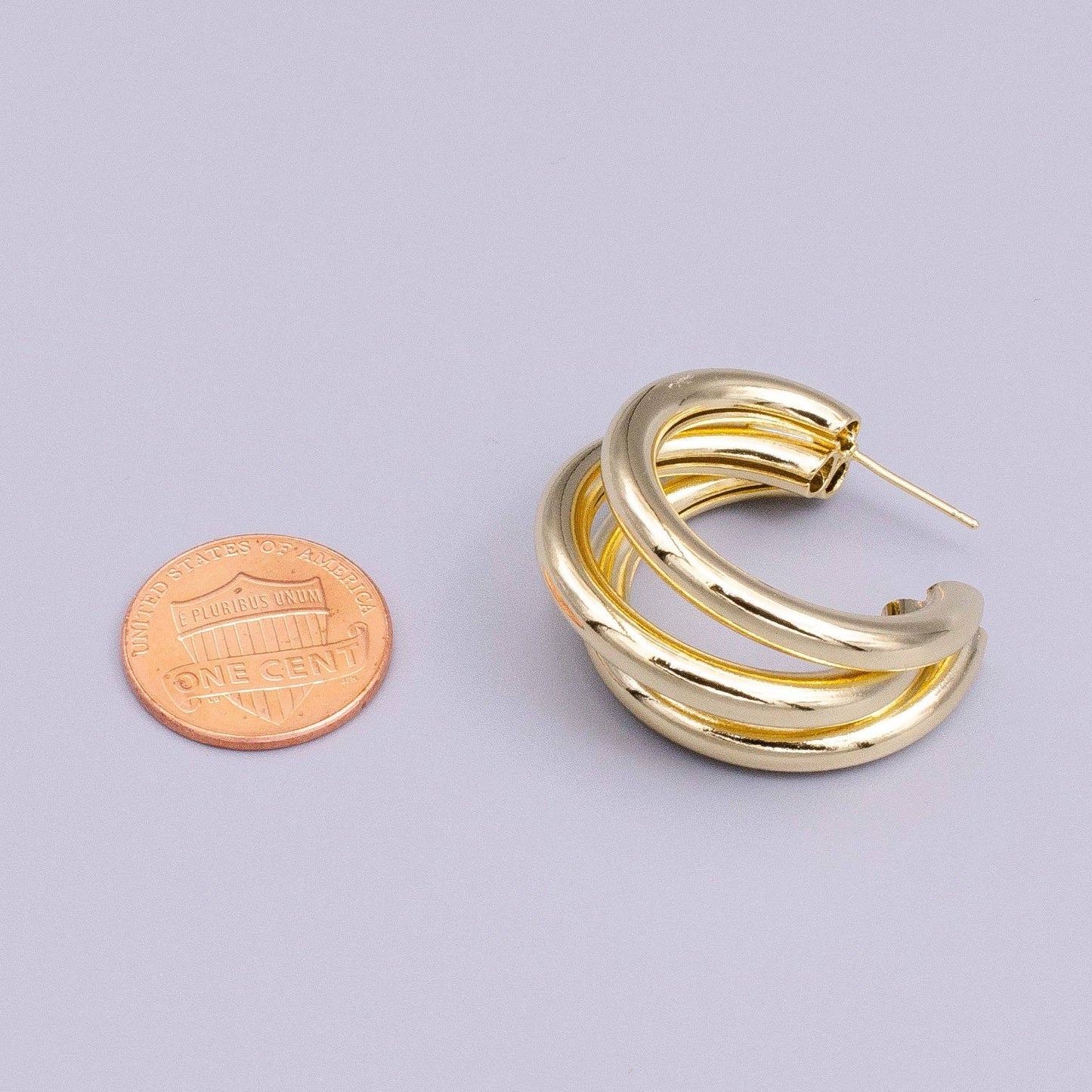 Triple Band Bar C-Shaped Hoop Earrings 75.00