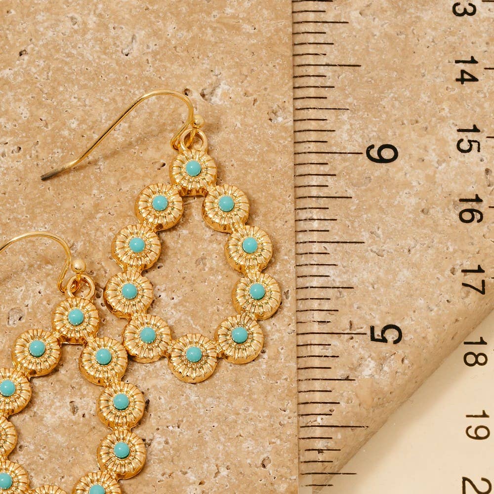 Anarchy Street - Western Ornate Turquoise Oval Drop Earrings: RHTQ