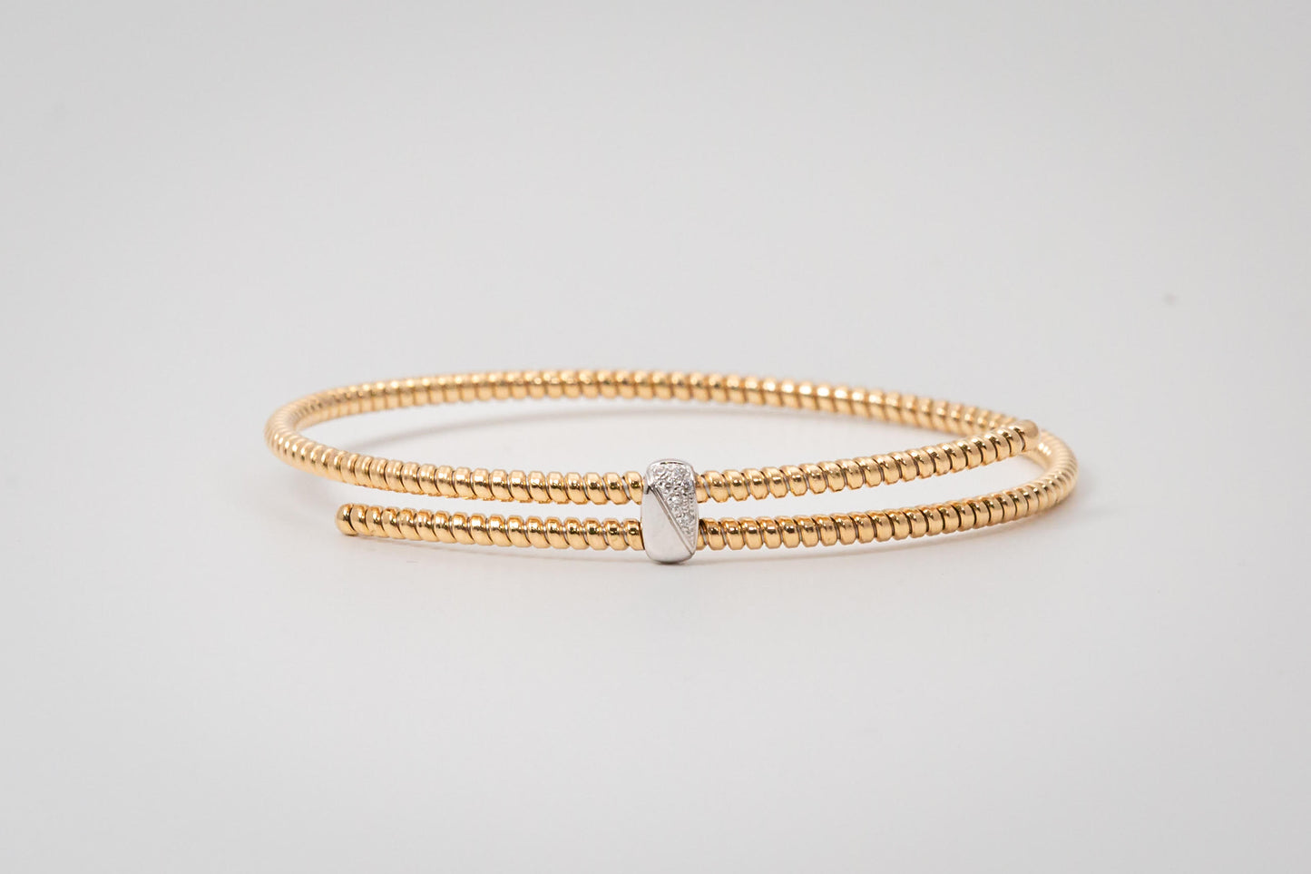 Antonio Papini Italian Bead Bangle By-Pass with Diamond 18ky 2700.00