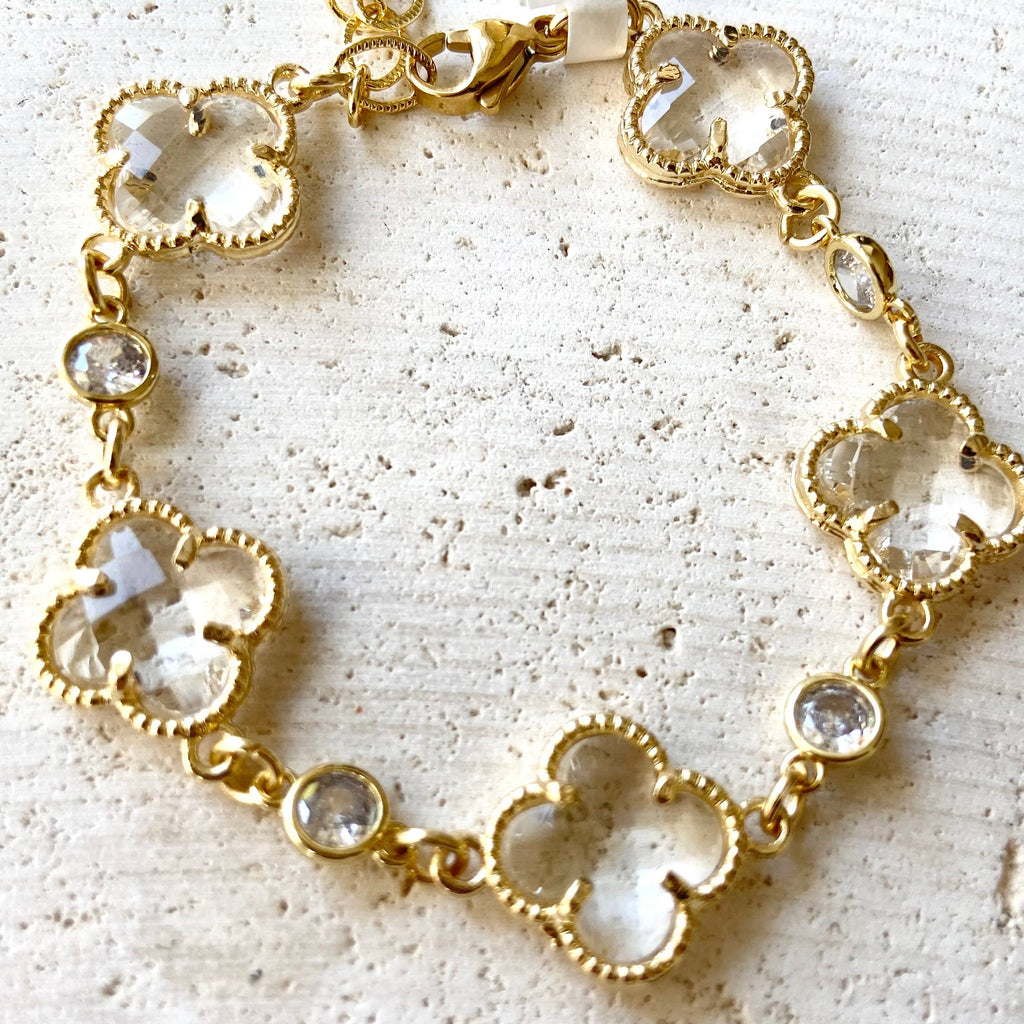 VB&CO Designs Handmade Jewelry - Clover quatrefoil crystal bracelet