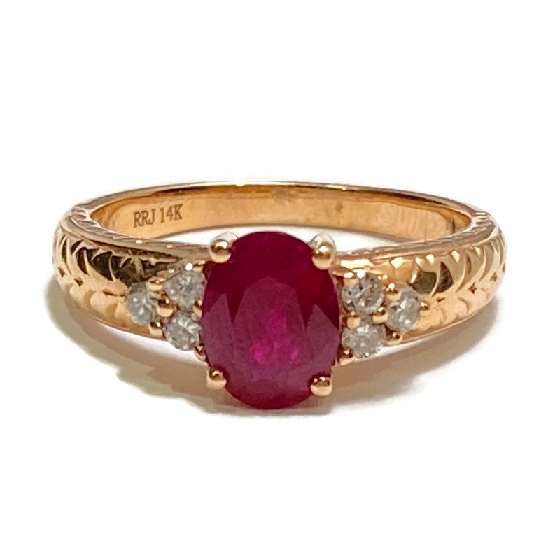 Ruby & Diamond in Rose Gold Ring (R 1.39ct, D .19ct) Size 6-8 1,580.00