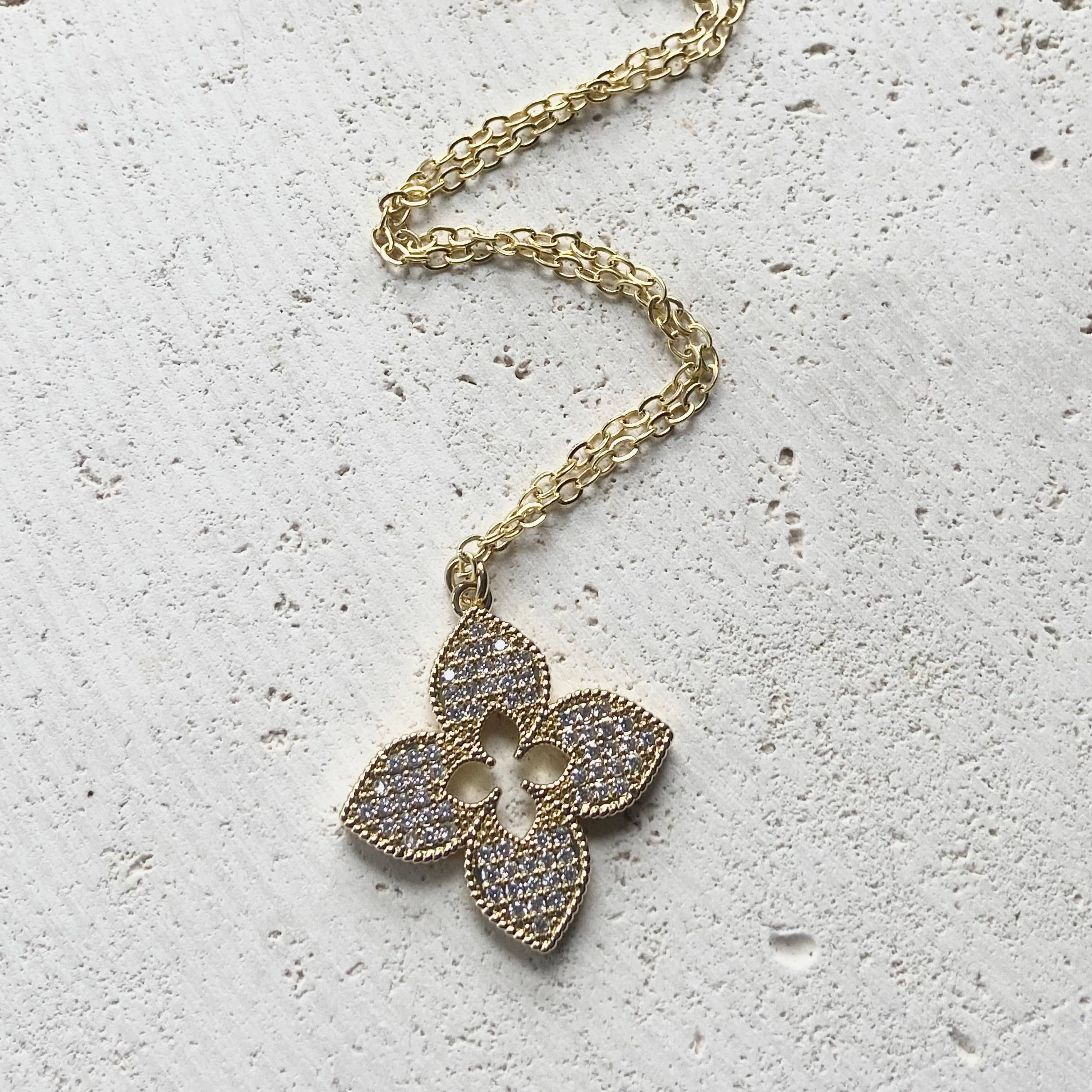 VB&CO Designs Handmade Jewelry - Quatrefoil clover designer trendy jewelry boutique style: Gold