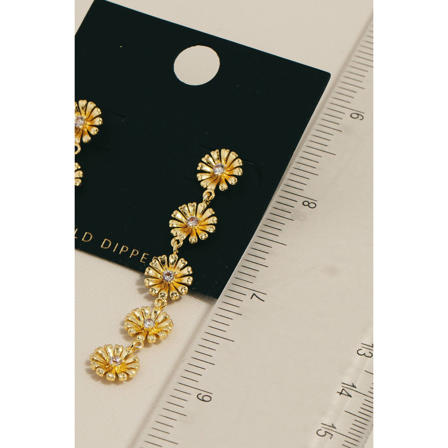 Anarchy Street - Gold Dipped Floral Chain Dangle Earrings: Gold