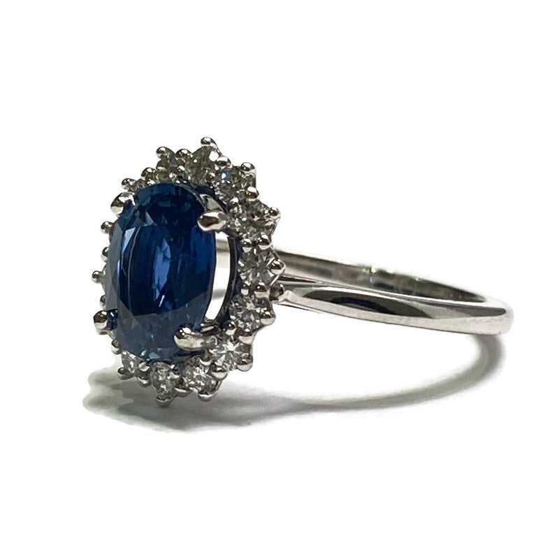 Diamond & Sapphire Ring with 14k White Gold size7   6,800.00