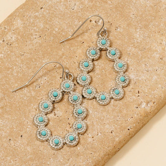 Anarchy Street - Western Ornate Turquoise Oval Drop Earrings: RHTQ