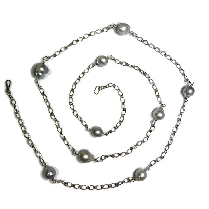 Grey Tahitian Pearl Station Necklace 460.00