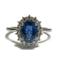 Sapphire and Diamond Halo White Gold Ring 9000.00