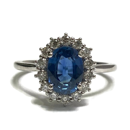 Diamond & Sapphire Ring with 14k White Gold size7   6,800.00