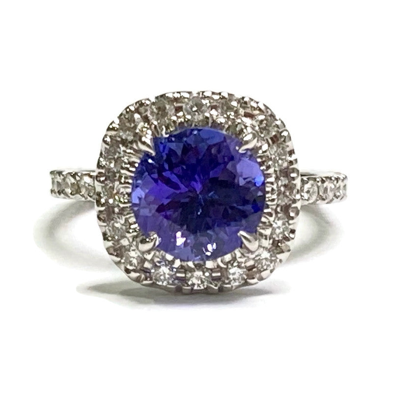 14K White Gold Tanzanite and Diamond Halo Ring 7500.00