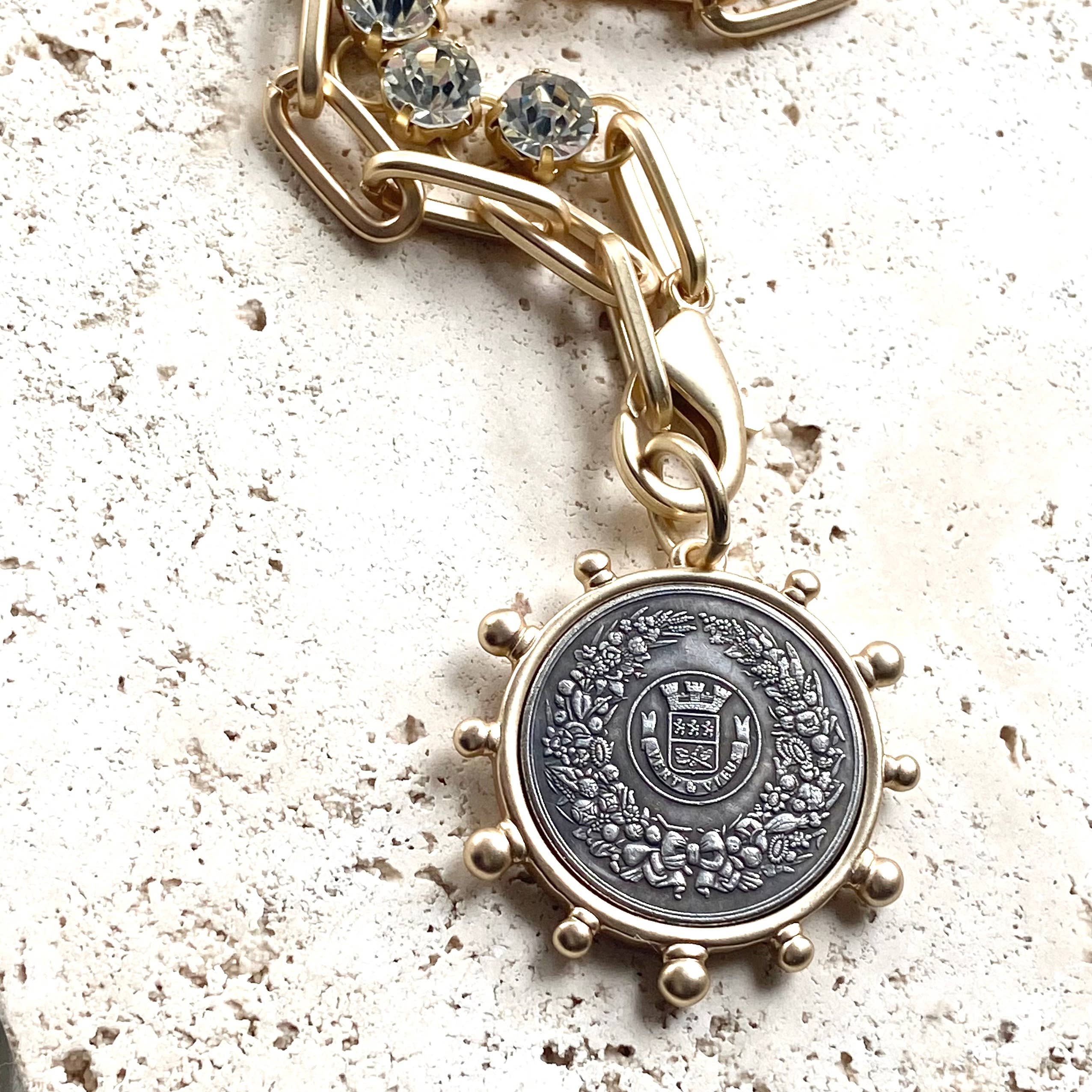VB&CO Designs Handmade Jewelry - Horse equestrian queen French bee coin jewelry medallion: Horse / 17”