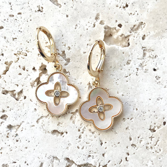 VB&CO Designs Handmade Jewelry - Clover shell pearl earrings