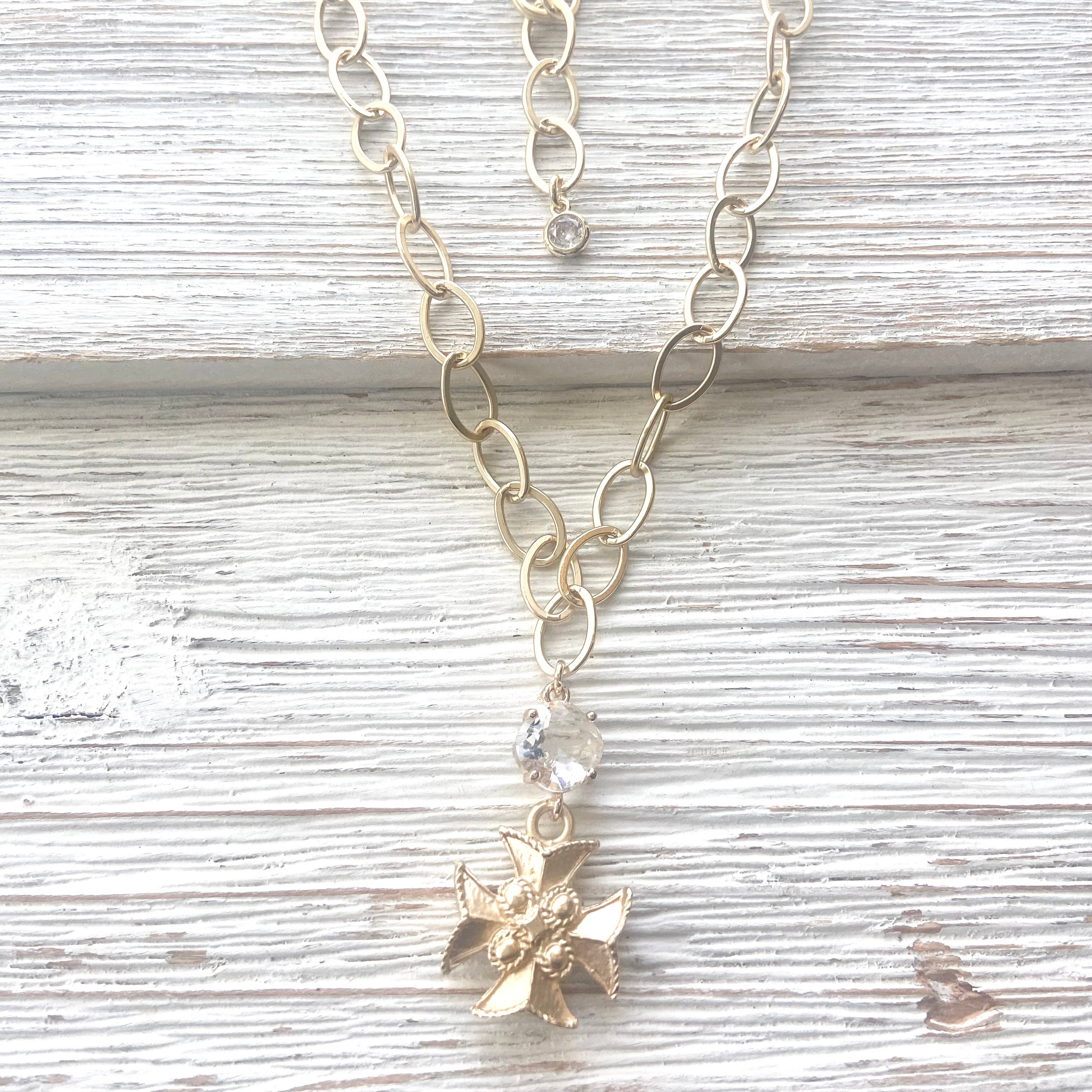 VB&CO Designs Handmade Jewelry - Maltese cross matte gold necklace 
