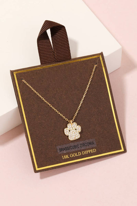Anarchy Street - Gold Dipped Studded Paw Charm Necklace: G
