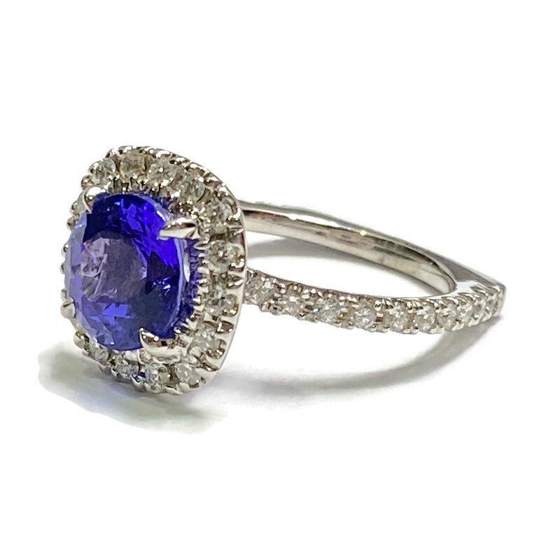 14K White Gold Tanzanite and Diamond Halo Ring 7500.00