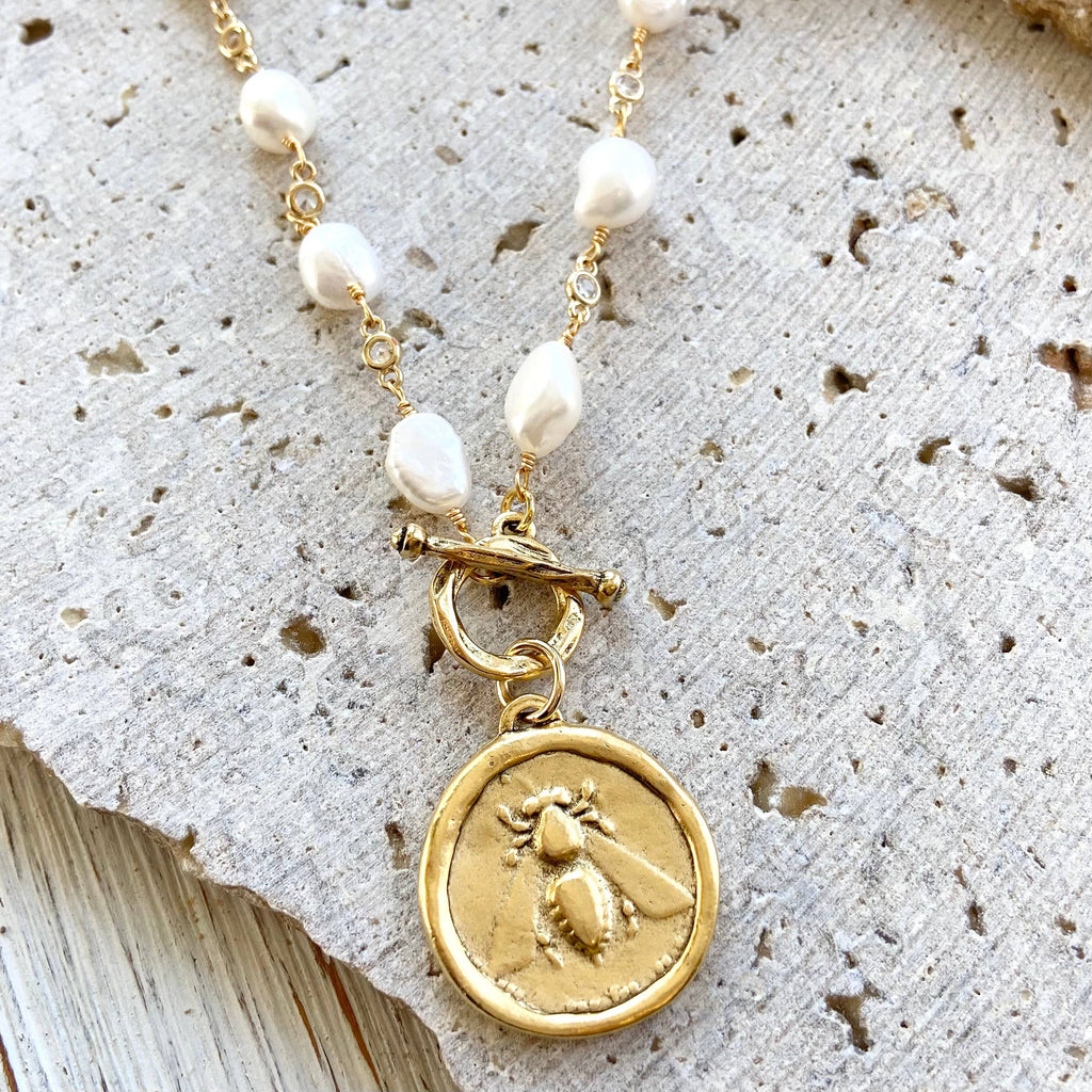 Queen Bee Pearl 17" Necklace 90.00