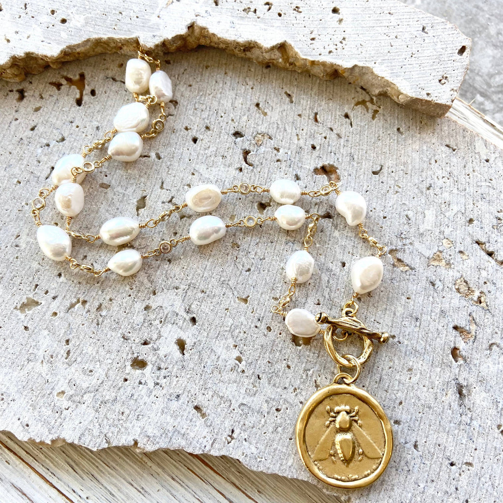 Queen Bee Pearl 17" Necklace 90.00