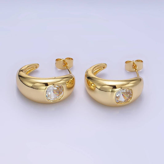 Cushion CZ Chubby C-Shaped Hoop Earrings 75.00
