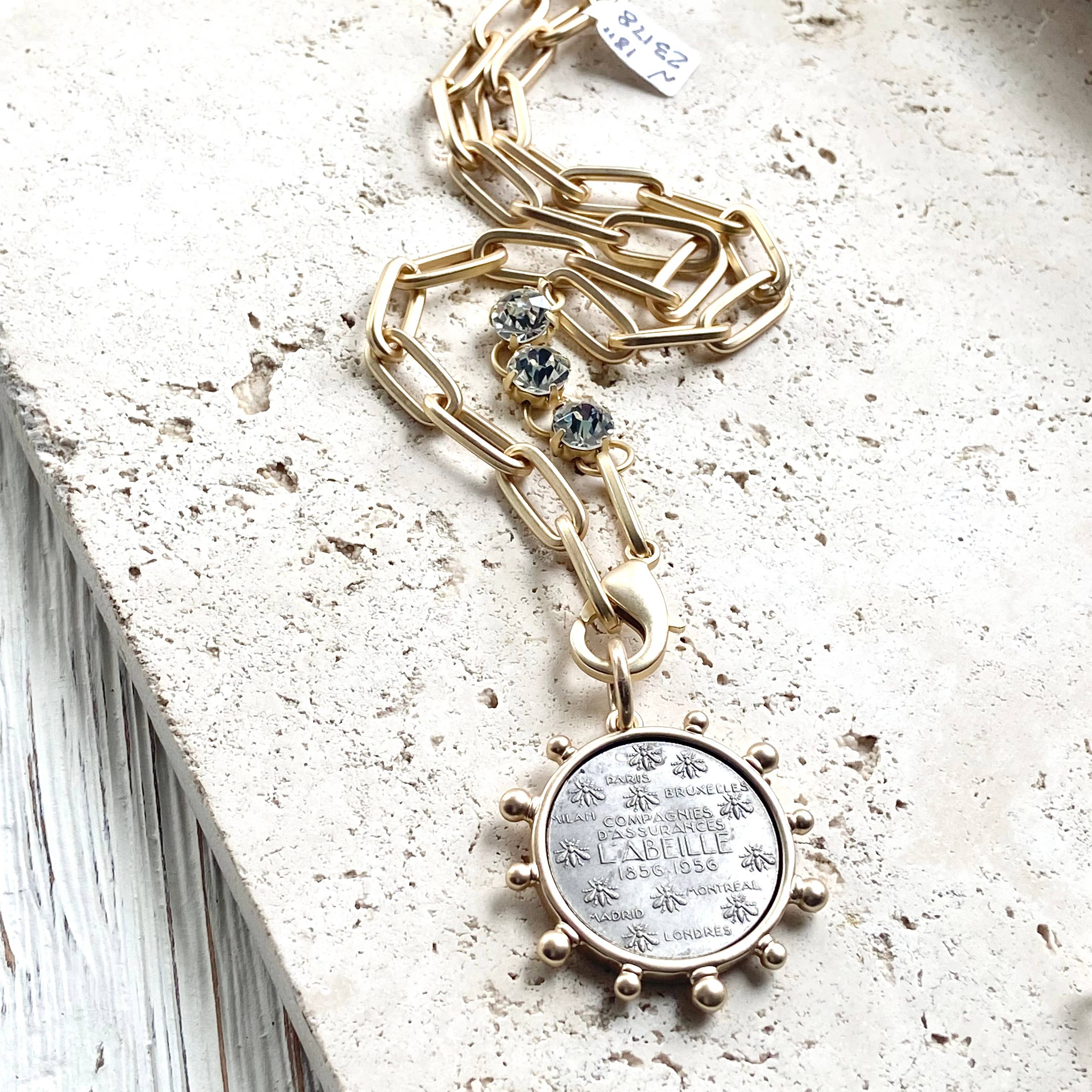 VB&CO Designs Handmade Jewelry - Horse equestrian queen French bee coin jewelry medallion: Horse / 17”