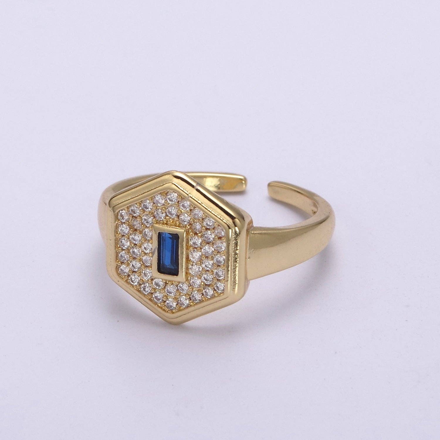 Blue CZ Adjustable Signet Ring 60.00