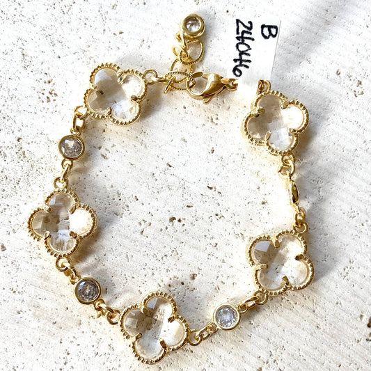 VB&CO Designs Handmade Jewelry - Clover quatrefoil crystal bracelet