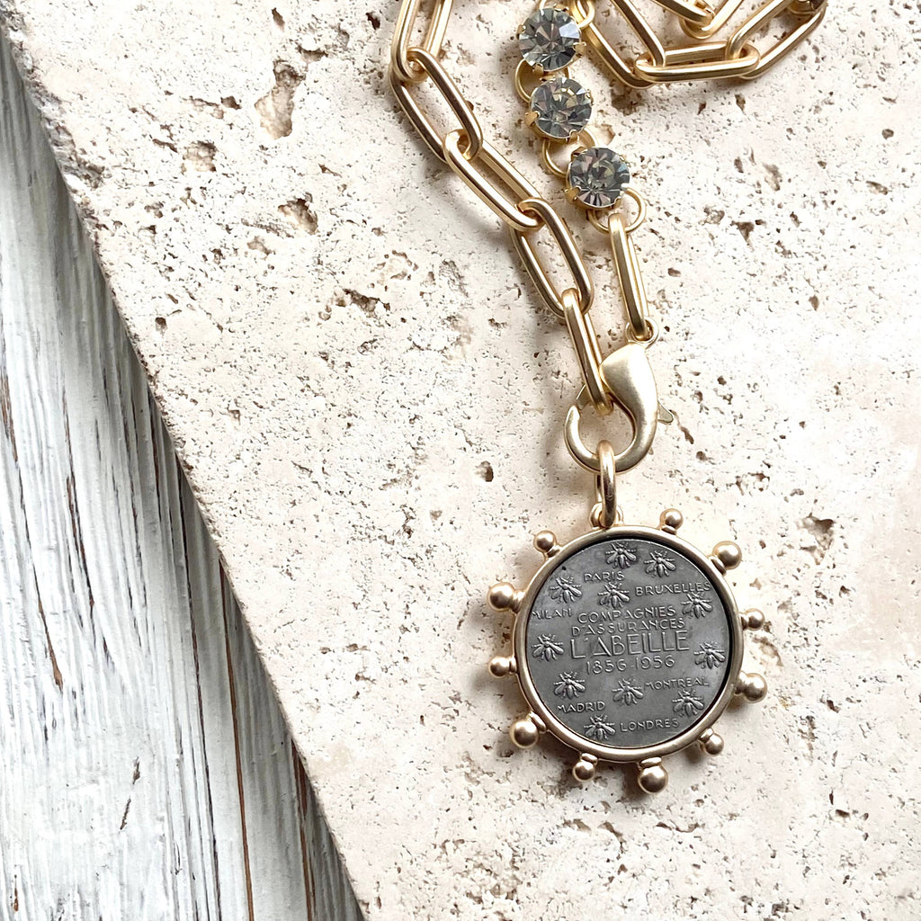 VB&CO Designs Handmade Jewelry - Horse equestrian queen French bee coin jewelry medallion: Horse / 17”