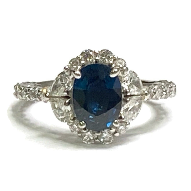 Oval Sapphire and Mixed Diamond Halo White Gold Ring 12500.00